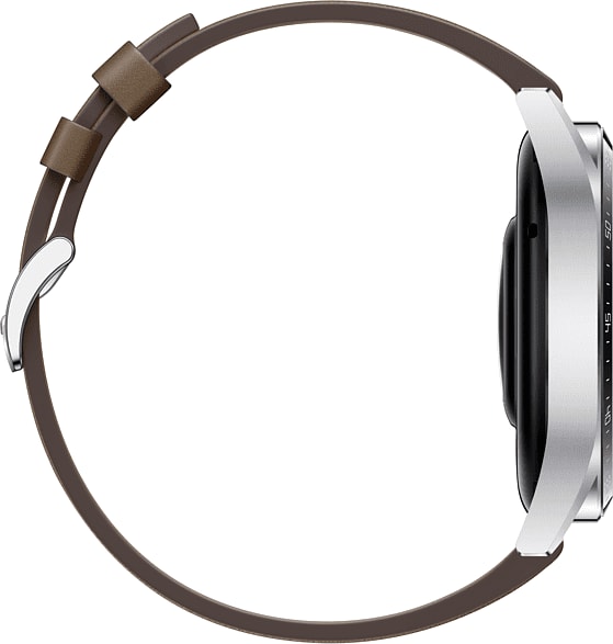 Braun Smartwatch Huawei GT3, Edelstahlgehäuse & Lederarmband, 46mm.6