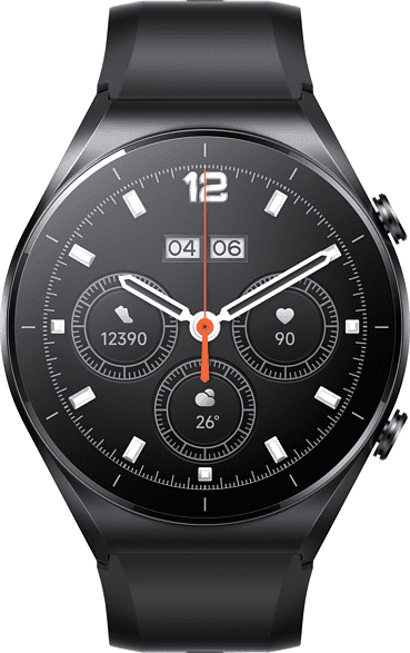 Schwarz Xiaomi Watch S1, Edelstahlgehäuse & Lederband, 46mm.2