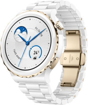 Weiß Huawei GT 3 Pro Smartwatch, Keramikgehäuse und Keramikarmband, 43 mm.1