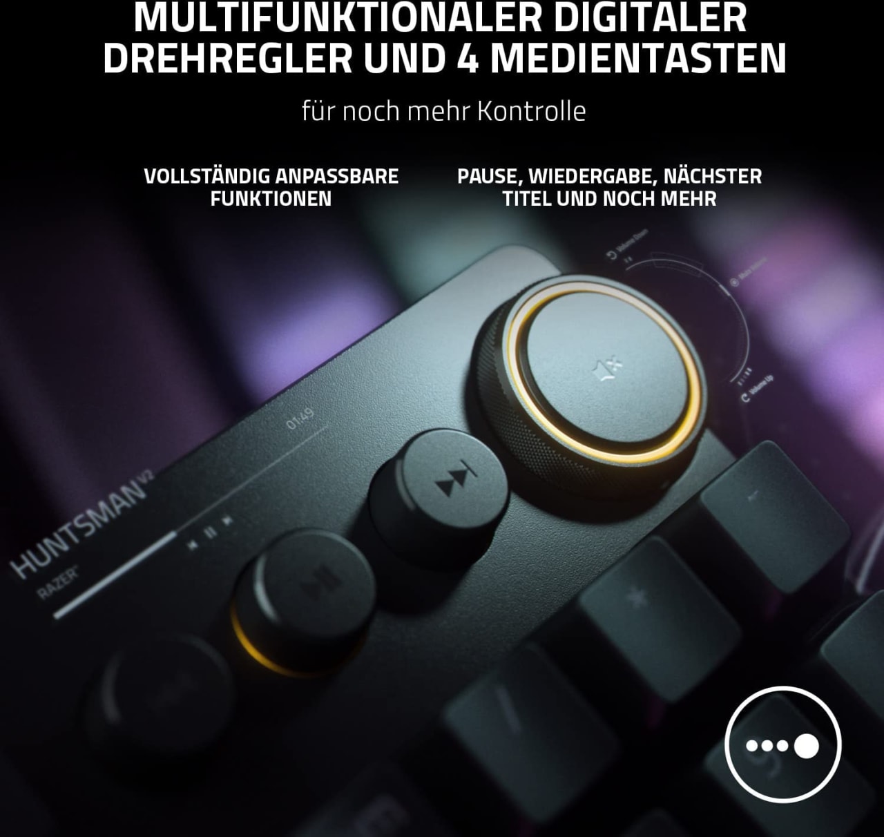 Schwarz Razer Huntsman V2 Elite - Clicky Optical Switch (Purple).6