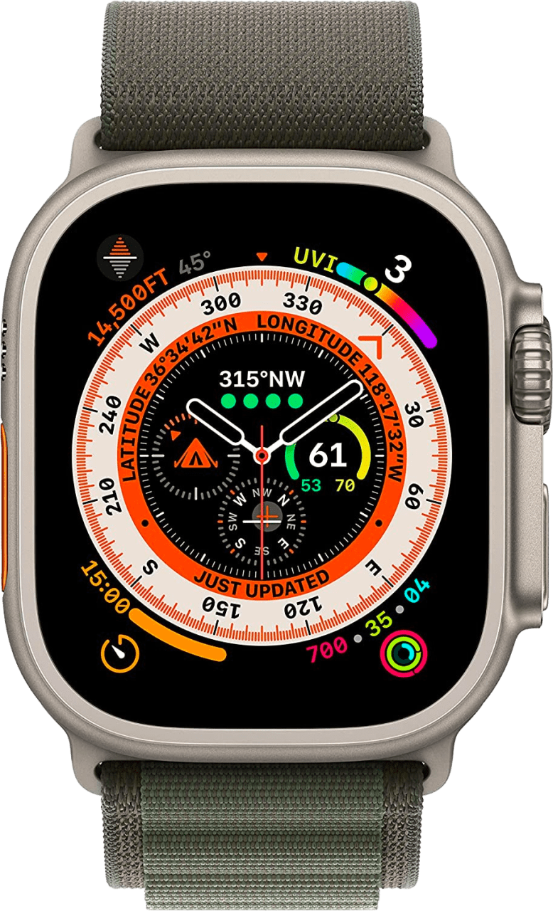 Grün Apple Watch Ultra GPS + Cellular, Silver Titanium Case and Alpine Loop, S.2