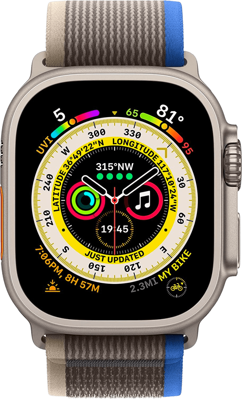 Blau/Grau Apple Watch Ultra GPS + Cellular, Silver Titanium Case and Trail Loop, S/M.2