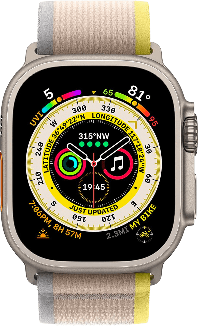 Gelb/Beige Apple Watch Ultra GPS + Cellular, Silver Titanium Case and Trail Loop, M/L.2