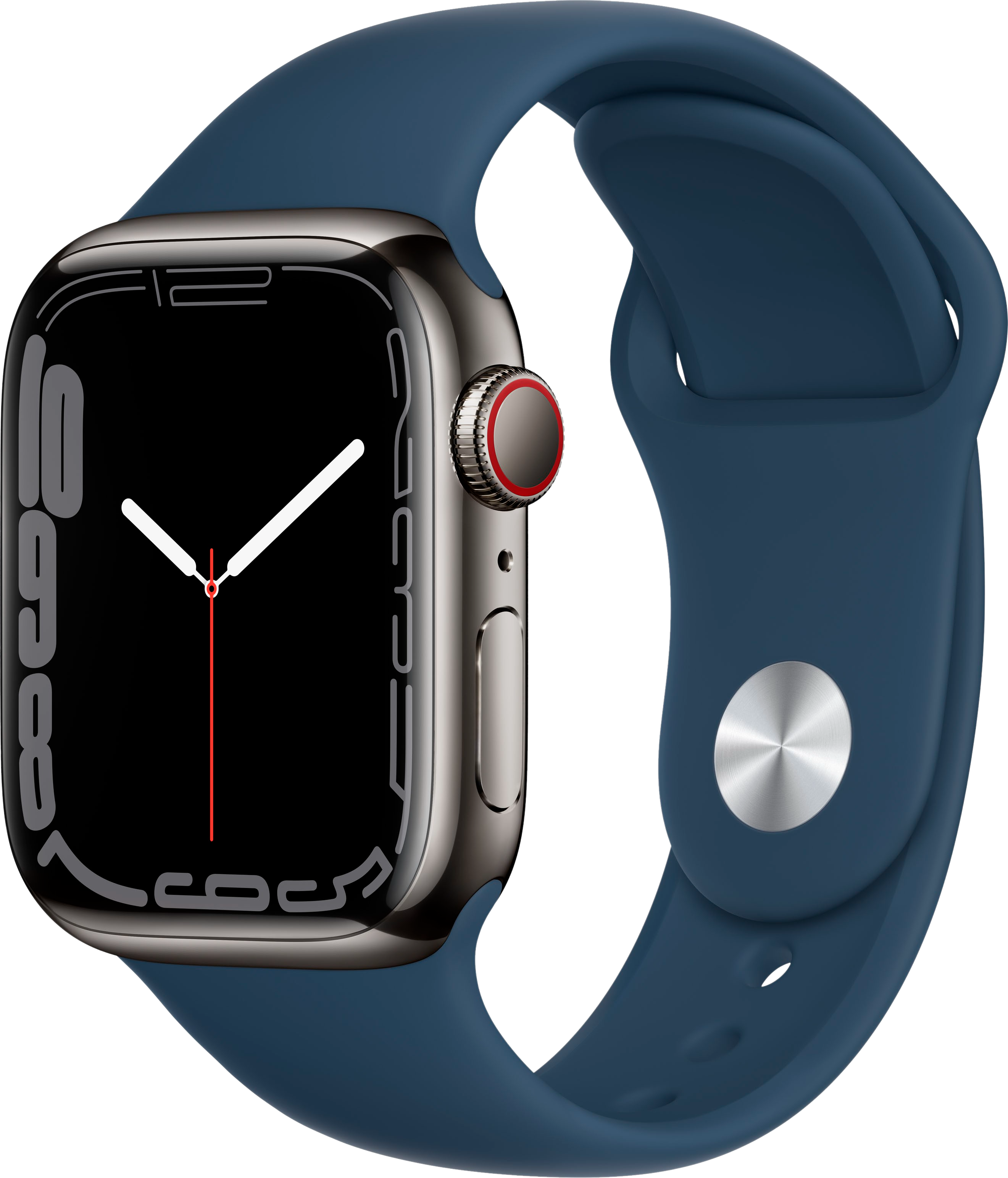 Graphite Apple Watch Series 7 GPS + Cellular, Stainless Steel Case and Sport Band, 41mm.1