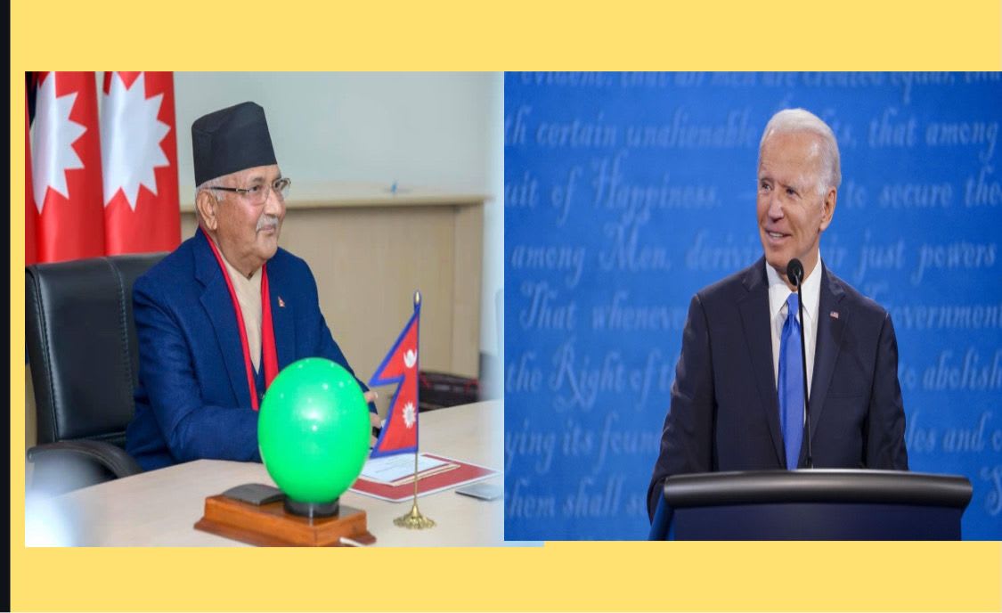 प्रधानमन्त्री ओलीबाट जो बाइडेन लाई बधाई ।