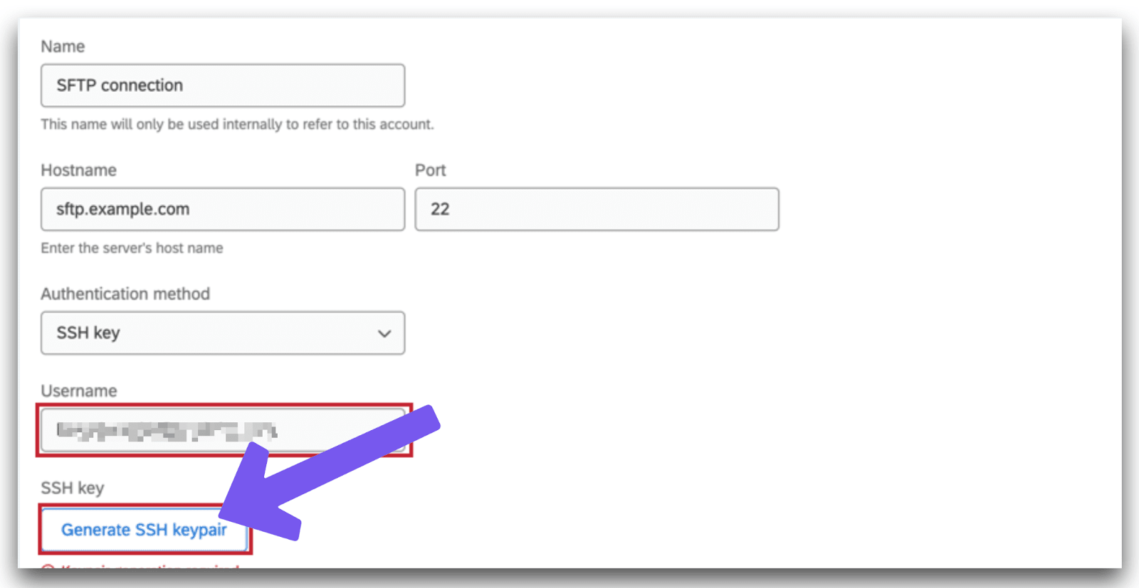 qualtrics sftp generate ssh key