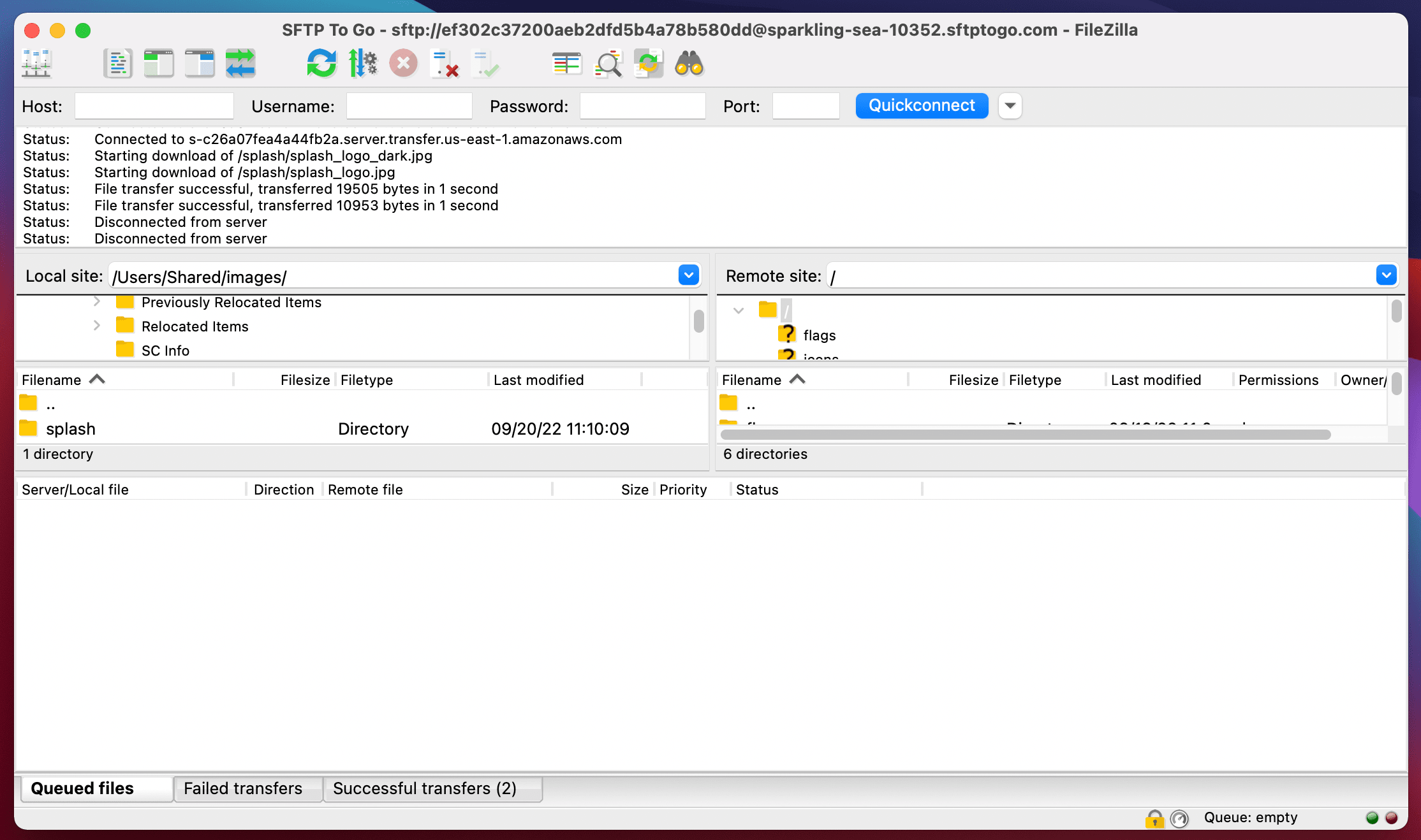 Filezilla SFTP Client Linux Mac and Windows screenshot