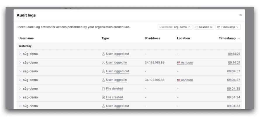 sftp to go audit log view