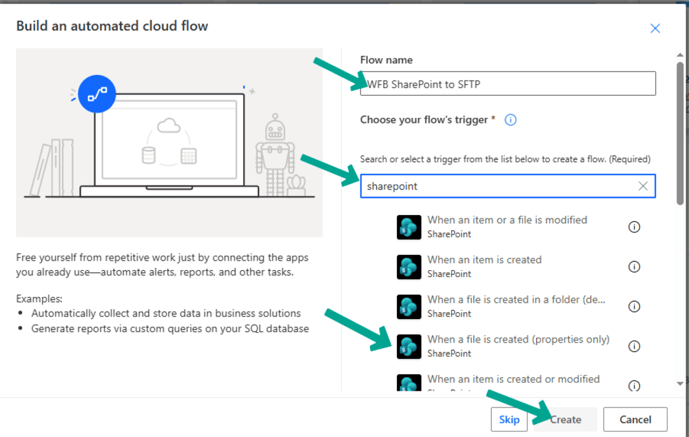 sync sharepoint to sftp