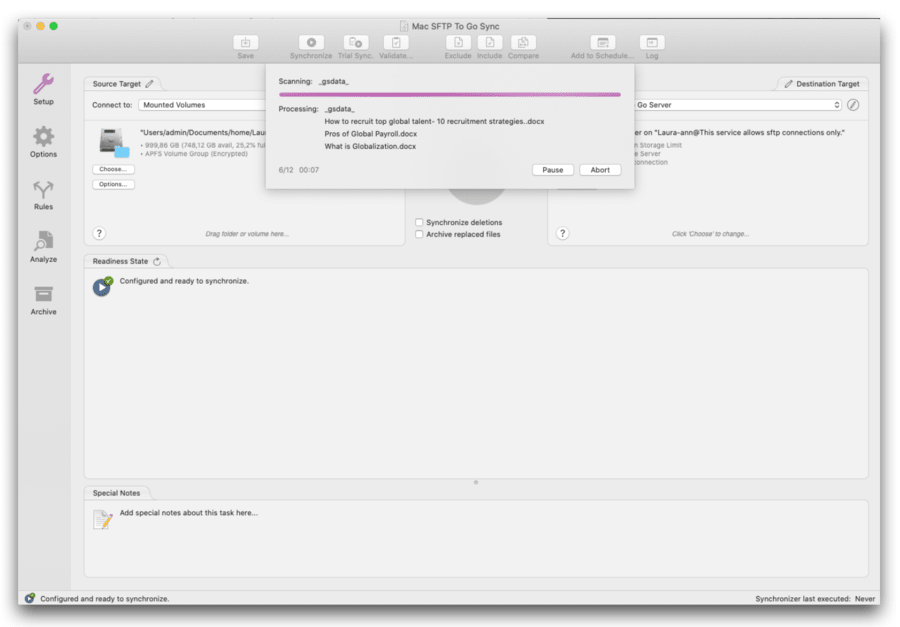 Mac SFTP sync process