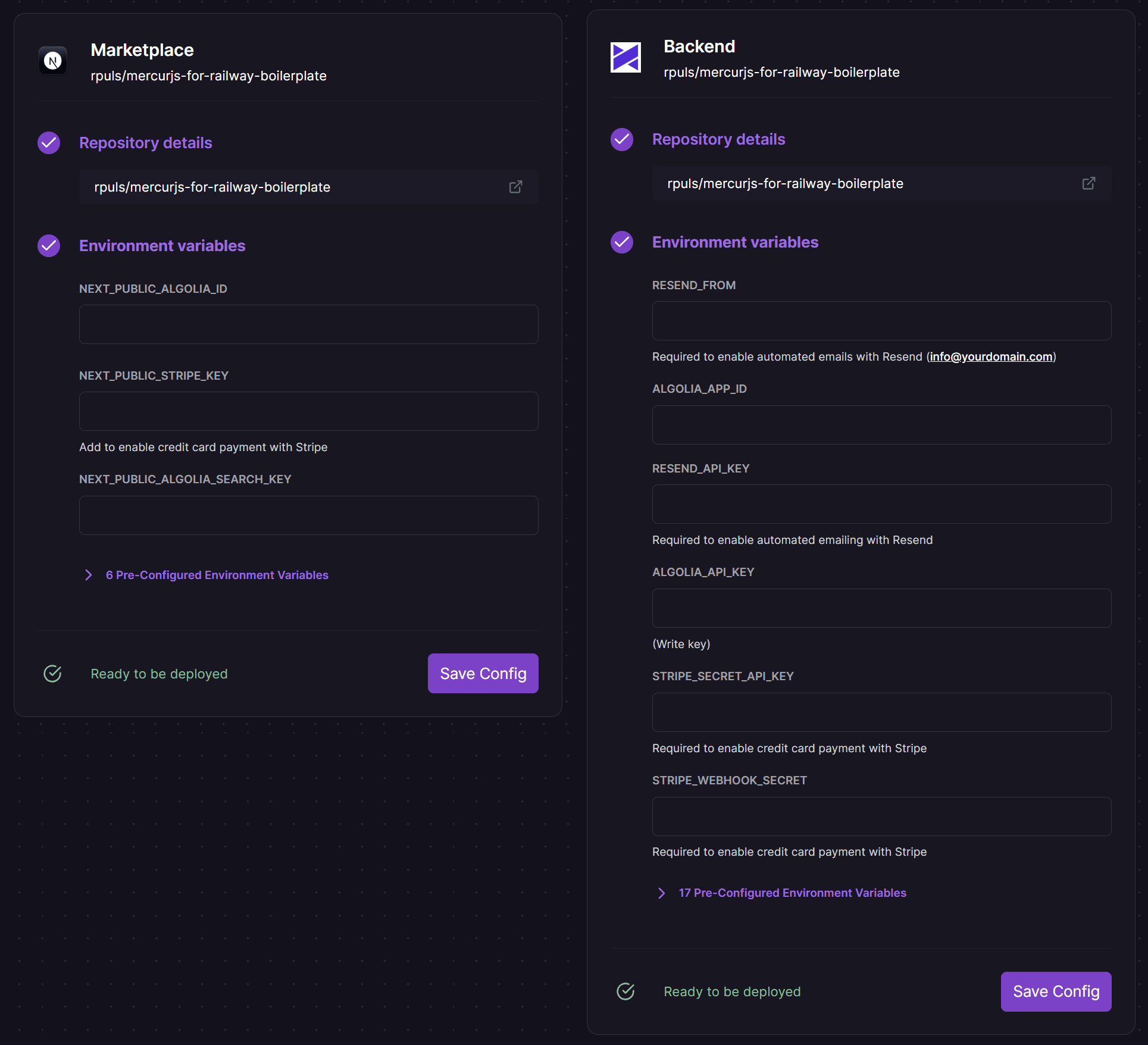 MercurJS Storefront and Backend setup, initial deploy on Railway