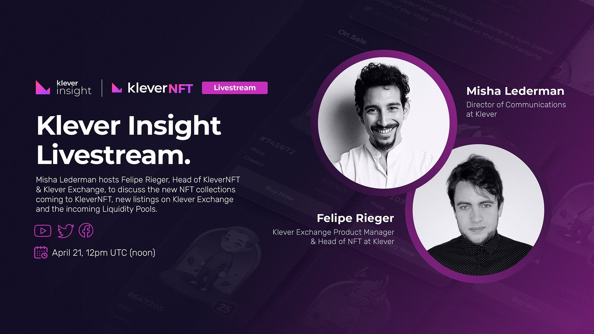 Misha Lederman hosts Felipe Rieger, Head of KleverNFT & Klever Exchange