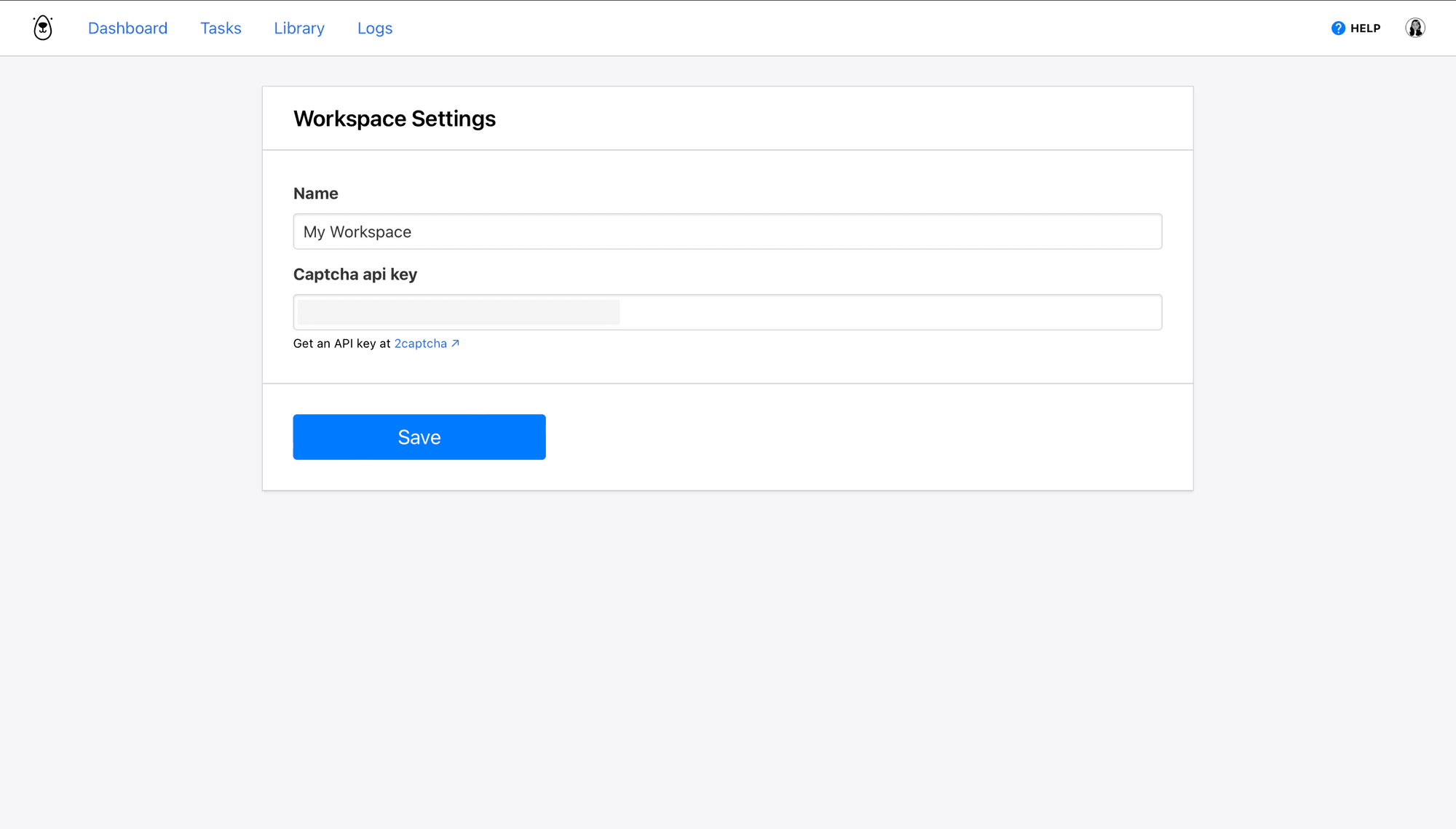 Screenshot of Browserbear Workspace Settings page