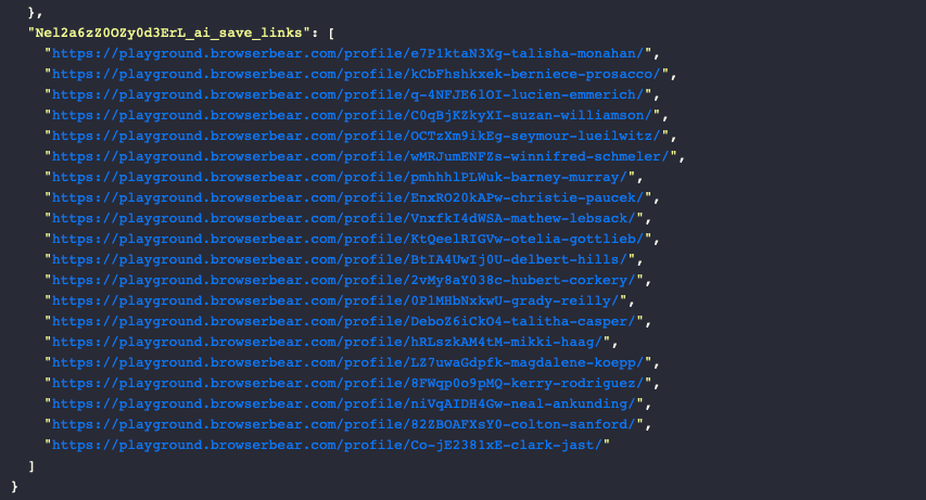 Screenshot of Roborabbit ai save links output log