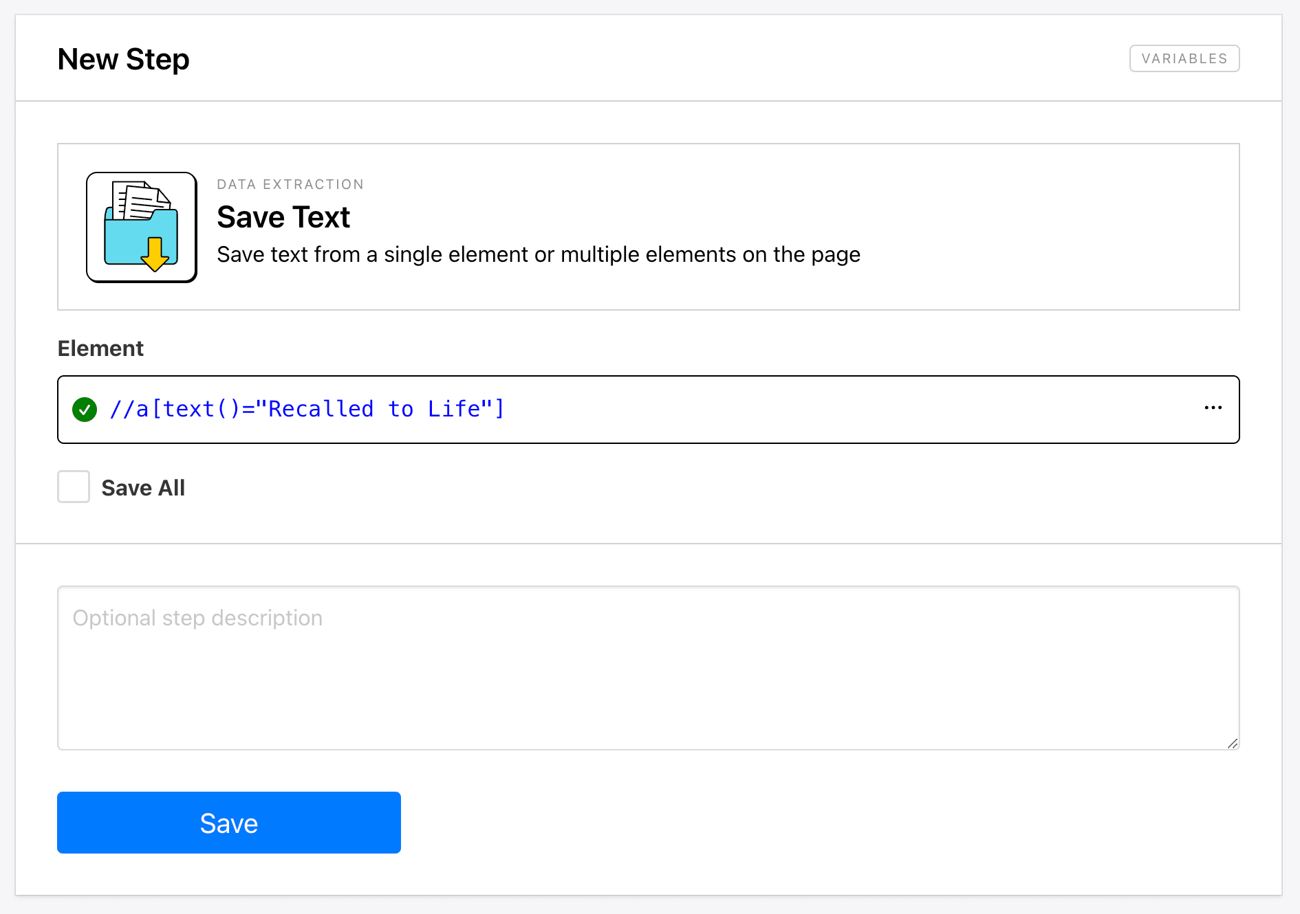 Screenshot of Roborabbit save text step