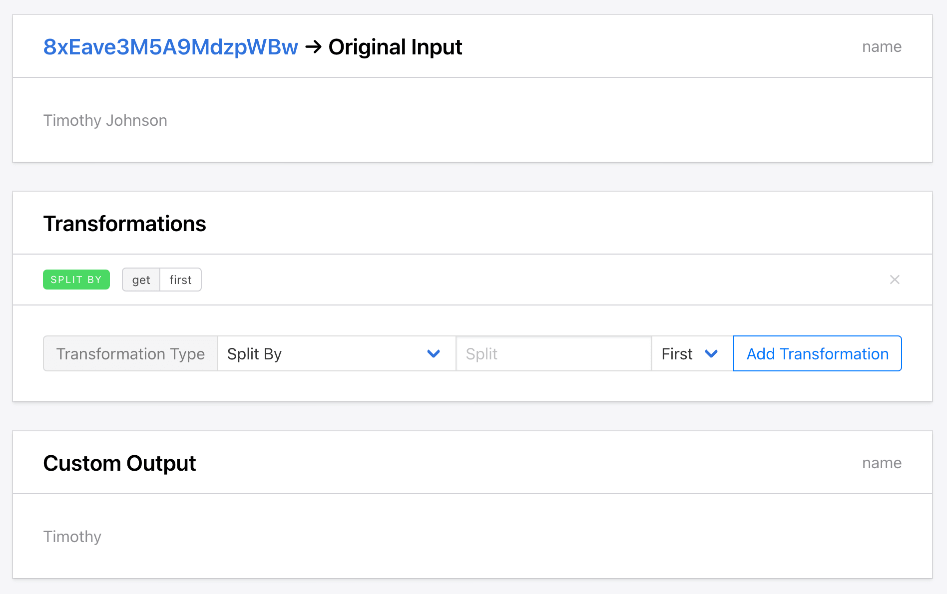 Screenshot of Roborabbit custom feed split by transformation