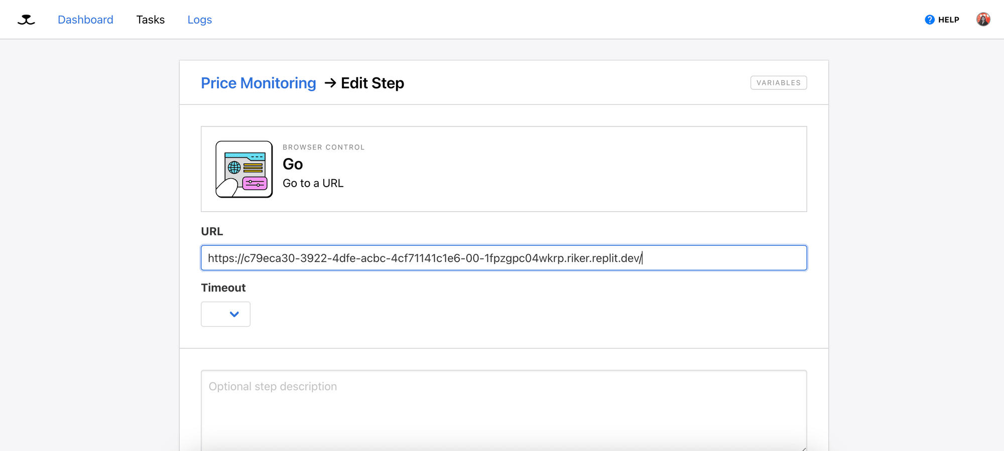 using the Replit developer URL in the Go step.png