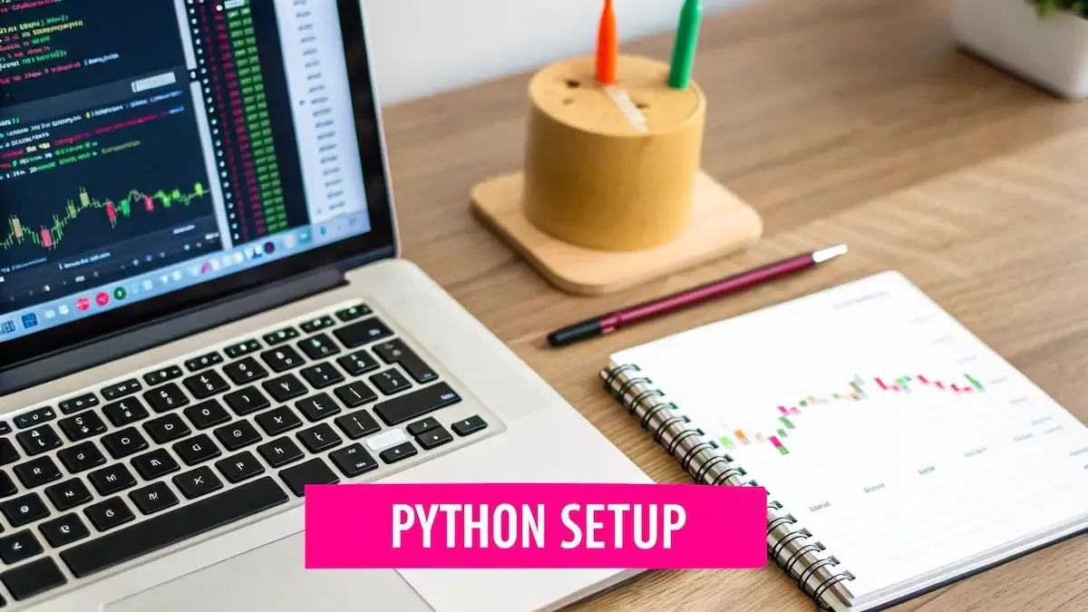 A person typing on a laptop with lines of code visible on the screen, symbolizing Python programming for data analysis.