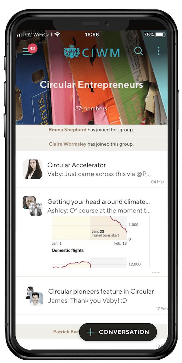 Chartered Institution of Wastes Management (CIWM) Circular Entrepreneurs community on the Guild professional messaging app