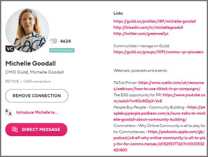Michelle Goodall's profile on Guild