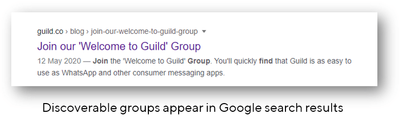 Discoverable Guild groups appear in Google search results