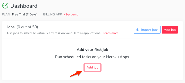 Click Add job to create your first job