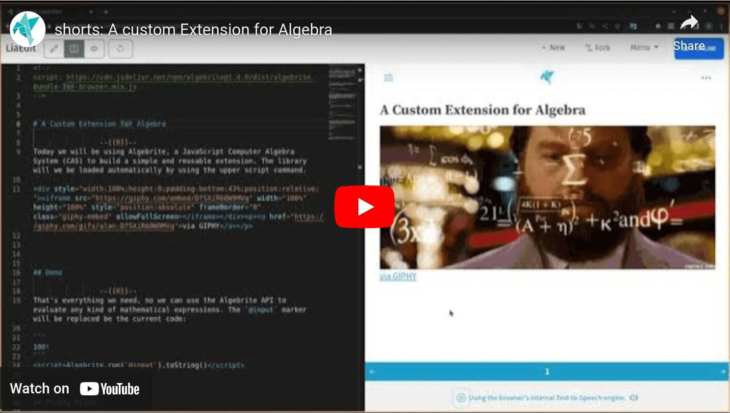 A Custom Extension for Algebra