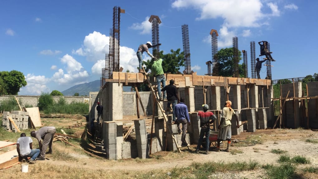 Exterior view of the construction of the Haiti Chapel
