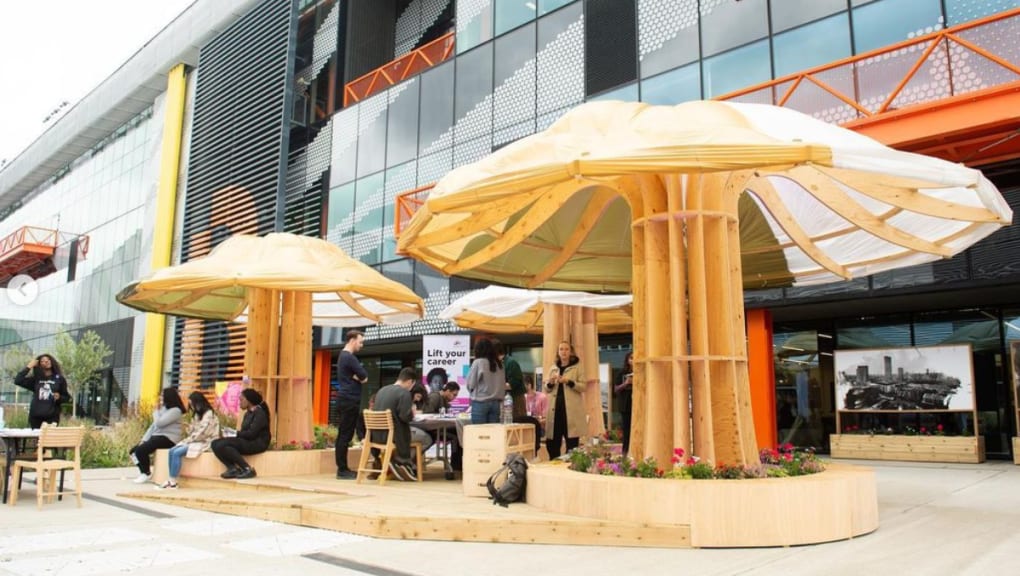 Exterior view of the entrance of the People's Pavilion