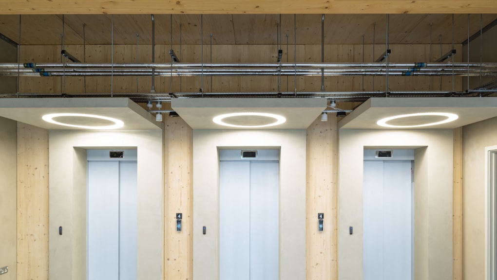 Interior view of the lifts at the Gramophone Works