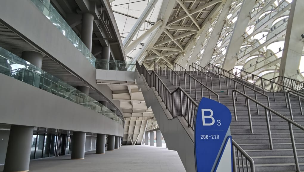 View of a staircase within the Stadium of Sanya International Sports Industry Park