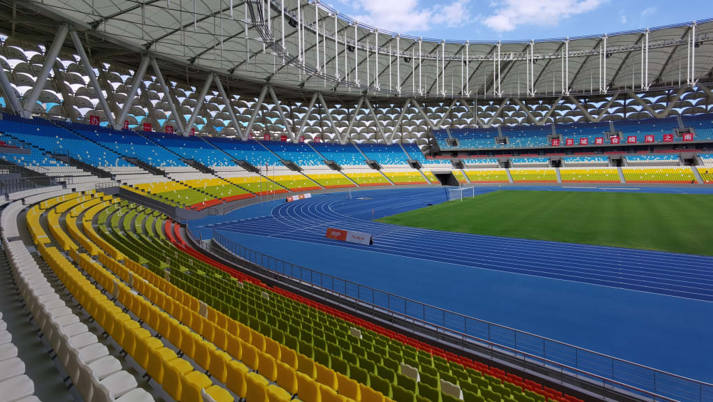 View of the pitch at the Stadium of Sanya International Sports Industry Park