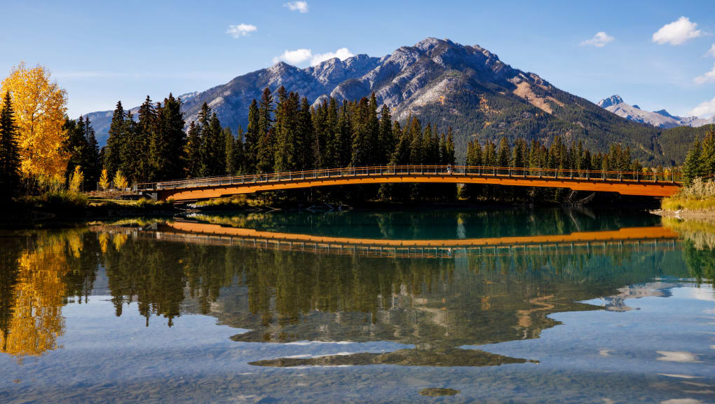 Nancy Pauw Bridge in mountain background