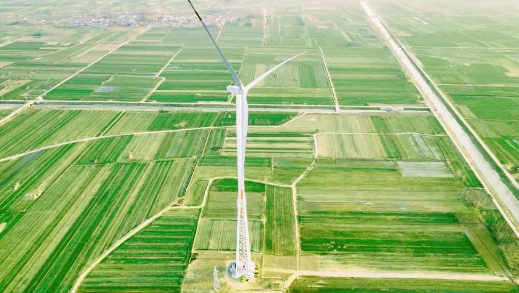 Prestressed Concrete Filled Steel Tubular (CFST) lattice tower, aerial view. Copyright: Chongqing University and CSSC Haizhuang Windpower Co., Ltd, 2025.