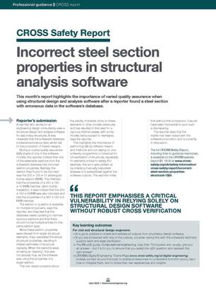 CROSS Safety Report: Incorrect steel section properties in structural analysis software