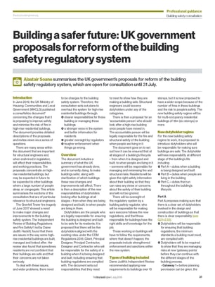 Building a safer future: UK government proposals for reform of the building safety regulatory system