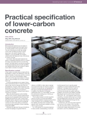 Practical specification of lower-carbon concrete