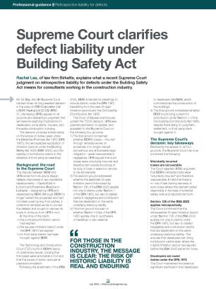 Supreme Court clarifies defect liability under Building Safety Act