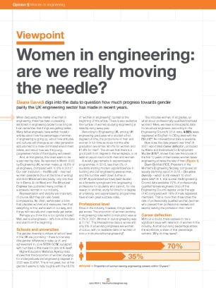 Viewpoint: Women in engineering: are we really moving the needle?