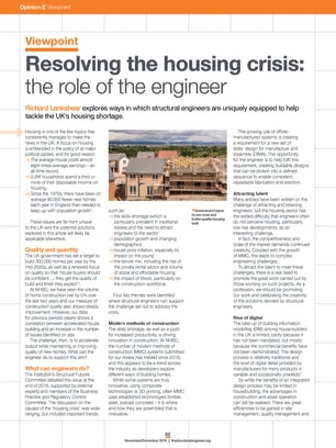 Viewpoint: Resolving the housing crisis: the role of the engineer