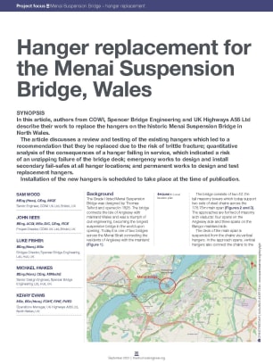 Hanger replacement for the Menai Suspension Bridge, Wales