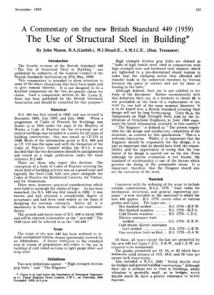 A Commentary on the new British Standard 449 (1959) The Use of Structural Steel in Building