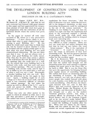 The Development of Construction Under the London Building Acts. Discussion on Mr. H.G. Castleman's P