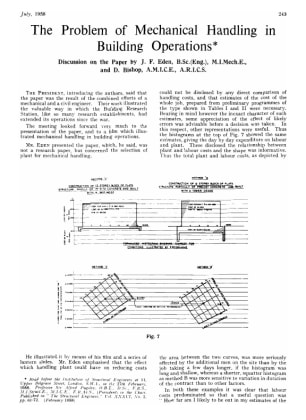 The Problem of Mechanical Handling in Building Operations Discussion on the Paper by J. F. Eden, B.S