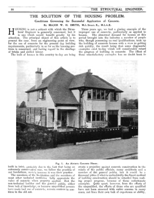 The Solution of the Housing Problem. Conditions Governing the Successful Application of Concrete