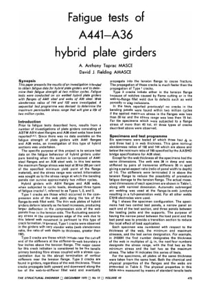 Fatigue Tests of A441-A36 Hybrid Plate Girders