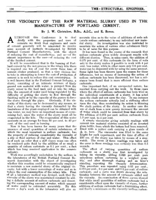 The Viscosity of the Raw Material Slurry Used in the Manufacture of Portland Cement