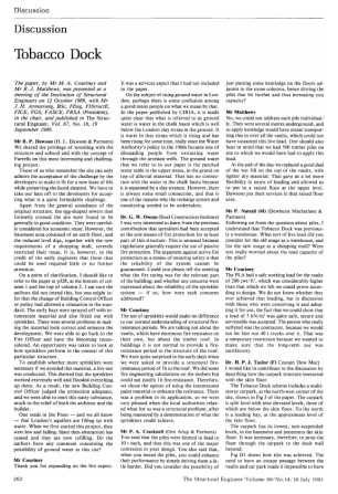 Discussion on Tobacco Dock by Mr. M.A. Courtney and Mr. R.J. Matthews