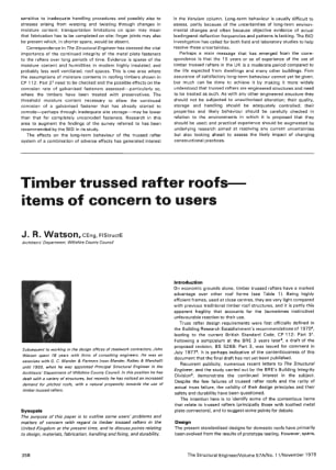 Timber Trussed Rafter Roofs - Items of Concern to Users