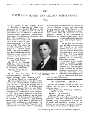 The Portland House Travelling Scholarship 1933